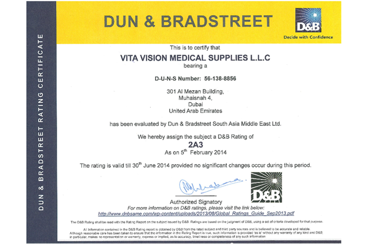 Dun & Bradstreet Rating Certificate
